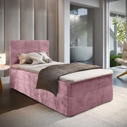 Pat tapițat boxspring GLORIEN VELVET 100x200 cm roz Saltele: Saltea cu arcuri Bonell