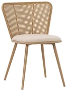 Scaun Bucatarie/Dining Damys Ratan Sintetic ,Sezut Textil Bej