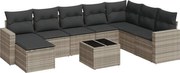 vidaXL Set canapele de grădină cu perne, 9 piese gri deschis poliratan