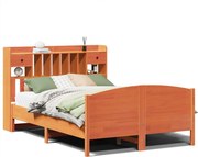 vidaXL Pat cu bibliotecă fără saltea maro 160x200 cm lemn masiv de pin