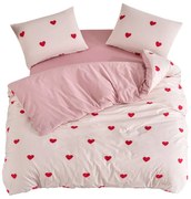 Lenjerie de pat roz pentru pat de o persoană, extinsă cu cearceaf inclus, cu 3 piese 160x220 cm Red Heart – Mila Home