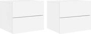 vidaXL Noptiere montate pe perete cu lumini LED, 2 buc., alb