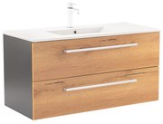 Dulap inferior Vario Clam 100 cu lavoar antracit-stejar