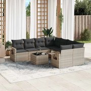 vidaXL Set canapele de grădină cu perne, 9 piese gri deschis poliratan