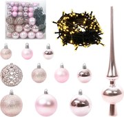 vidaXL Set de Globuri de Crăciun cu 300 LED 120 pcs Roz Plastic