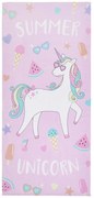 Prosop de plajă roz-mov din bumbac 76x160 cm Summer Unicorn – Catherine Lansfield