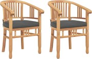 vidaXL Scaun cu pernă 2 pcs Maro 63 x 58 x 89 cm Lemn solid de tec
