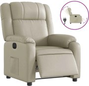vidaXL Fotoliu rabatabil electric, crem, piele ecologică
