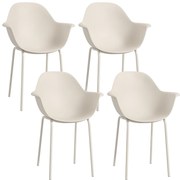 Outsunny Set de 4 Scaune de Grădină Gri, Stivuibile, cu Spătar Înalt și Cotieră, Cadru din Metal, Design Elegant pentru Exterior | Aosom Romania