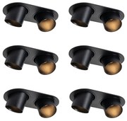 Set de 6 spoturi încastrate negre GU10 50mm cu 2 lumini - Installa