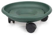 Suport ghiveci, 26 cm, cu rotile, verde, polipropilena