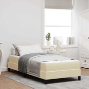 vidaXL Pat cu arcuri cu saltea Crem 90 x 200 cm țesătură