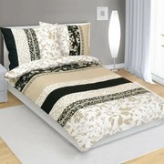 Bellatex Lenjerie de pat din bumbac Frunze bej,negru, 140 x 200 cm, 70 x 90 cm