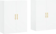 vidaXL Dulapuri cu montaj pe perete, 2 buc, alb, 69,5x34x90 cm