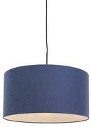 Lampă suspendată modernă neagră cu abajur albastru antic 50 cm - Combi 1