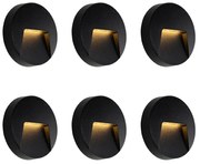 Set de 6 aplice rotunde negre pentru exterior, cu LED inclus, IP65 - Gem