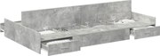 vidaXL Cadru de pat cu depozitare cu sertar Gri din beton 120 x 200 cm