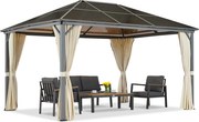 Milos 3x4m foișor de grădină cu perdele crem Garden Point