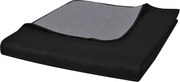 vidaXL Cuvertură matlasată cu două fețe, negru/gri, 220 x 240 cm