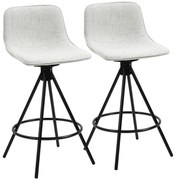 HOMCOM Set de 2 Taburete Înalte pentru Bucătărie cu Șezut Rotativ, Taburete de Bar Tapițate, 41,5x47,5x90 cm, Gri Deschis | Aosom Romania