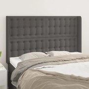 vidaXL Tăblie de pat cu aripioare gri 147x16x118/128 cm piele eco