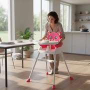 Scaun de masa 3 in 1 pentru copii si bebe NOVOKIDS™ Teddy Bear ,transformabil in scaunel copii, functie inaltator scaun, 2 trepte de inaltime, sezut