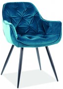 Scaun Cherry velvet turcoaz/negru Blu85