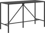 vidaXL Masă de bar cu blat din sticlă, negru, 180x70x110 cm, poliratan