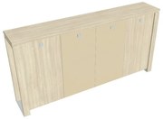 Dulap mediu pentru haine Verno+ 260 x 46 x 130 cm, uși combinate, salcâm / vanilie
