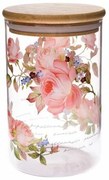 Doză din sticlă cu capac din bambus Rose, 840 ml, L