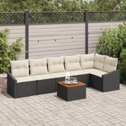 vidaXL Set de canapele pentru grădină cu pernă 7 pcs Negru Rattan poli