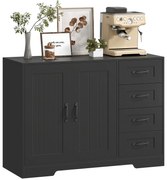 HOMCOM Sideboard, Cufăr, stil modern, 4 sertare, 1 dulap, 105 x 40 x 76 cm, Negru | Aosom Romania