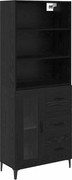 vidaXL Bufet cu sertar Stejar Negru 69,5 x 34 x 180 cm Lemn compozit