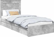 vidaXL Pat cu storage Gri din beton 75 x 190 cm Lemn compozit