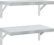 vidaXL Rafturi de perete, 2 buc., 50x30 cm, argintiu oțel inoxidabil