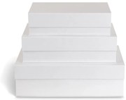 Cutii de depozitare albe 3 buc. din carton cu capac 42,5x29,5x13 cm Kian Paper Laminate – Bigso