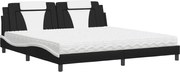 vidaXL Pat, Viana, cu saltea, negru și alb, 200x200 cm, piele ecologică