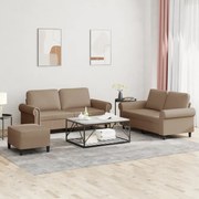 vidaXL Set de canapele cu perne, 3 piese, cappuccino, piele ecologică