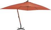 vidaXL Umbrelă în consolă cu stâlp din lemn, cărămiziu, 400x300 cm