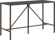 vidaXL Masă de bar cu blat din sticlă, maro, 180x70x110 cm, poliratan
