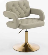 HR8403N Scaun Ecru Piele Ecologica Premium Soft cu Bază Aurie