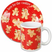 Set de cană și farfurie din gresie ceramică Cookies