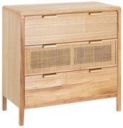 Comoda Honey din lemn de paulownia si ratan 80 X 40 X 82 CM