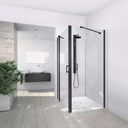 Perete lateral fix Roth Cariba 80 cm sticla 6 mm transparent-negru mat