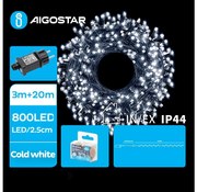 Instalație LED de Crăciun de exterior Aigostar 800xLED/8 funcții 23m IP44 alb rece