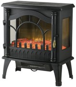 HOMCOM Șemineu Electric 1000W/2000W cu Temperatură Reglabilă Protecție la Supraincălzire 55x31x58 cm Negru | Aosom Romania