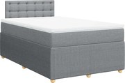 vidaXL Pat box spring cu saltea, gri deschis, 120x190 cm, textil
