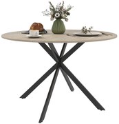 HOMCOM Masă de Dining Rotundă pentru 4 Persoane cu Structură de Oțel Ø120x75 cm Maro Închis | Aosom Romania