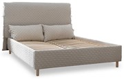 Pat matrimonial bej tapițat și somieră 160x200 cm Sleepy Luna – Miuform