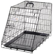 PawHut Cușcă de Transport pentru Câini, Metal și PP, Formă Trapezoidală pentru Mașină, cu Mâner, 76x48x55cm, Negru | Aosom Romania